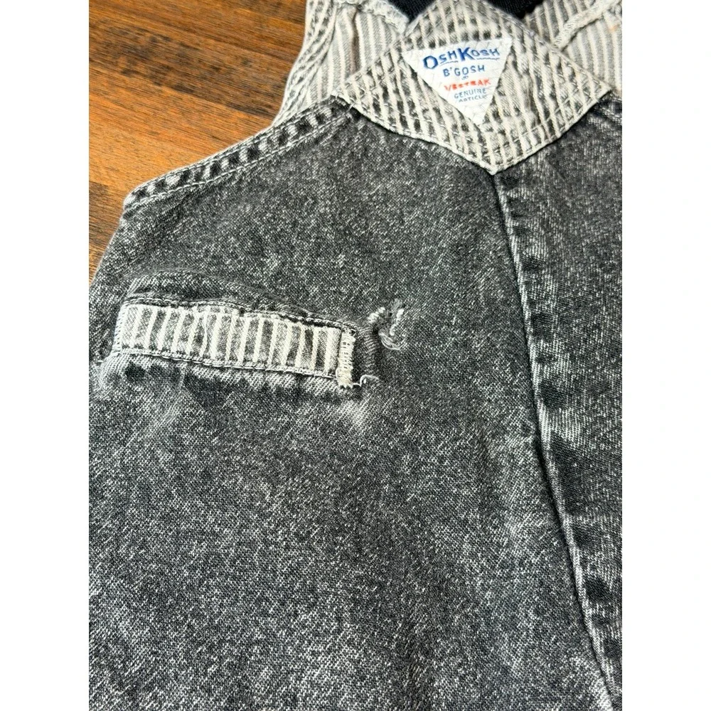 Vintage Osh Kosh B'gosh Denim Overalls, acid wash black denim     Sz 24 months.